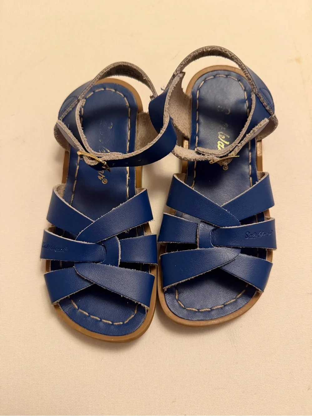 Salt Water Sandals by Hoy Navy Blue Leather Toddler Cross-Strap Sandals